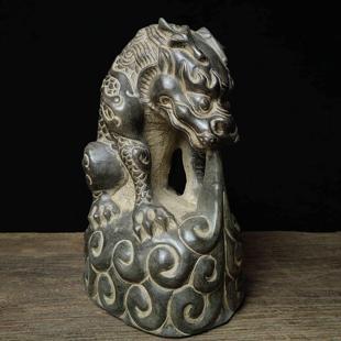 天然青石雕刻吸水兽瑞兽摆件开 业乔迁生日送礼蚣蝮装饰彷古整石