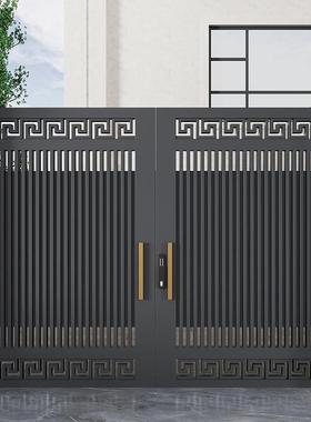 铁艺别墅庭院门铝合金花园门自建房院门现代简约单双开 关不锈钢