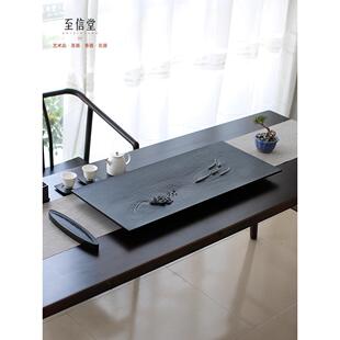 知心堂大师手工纯天然整块黑金茶盘石材小茶几家用套装简易功夫茶
