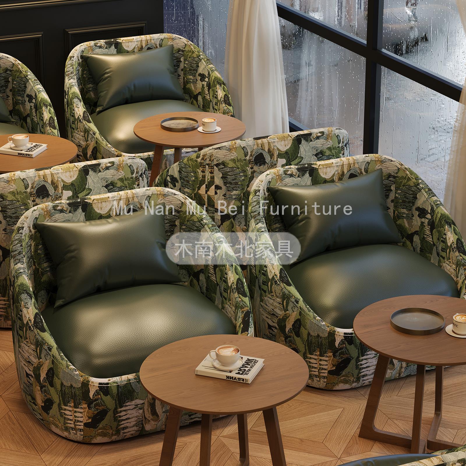 法式覆古风咖啡厅奶茶店桌椅西餐厅民宿商用洽谈休闲接待沙发组合