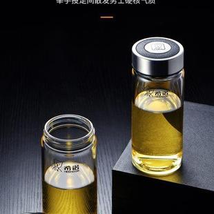希诺单层玻璃杯家用大容量加厚水杯便携运动杯子过滤泡茶杯车载杯
