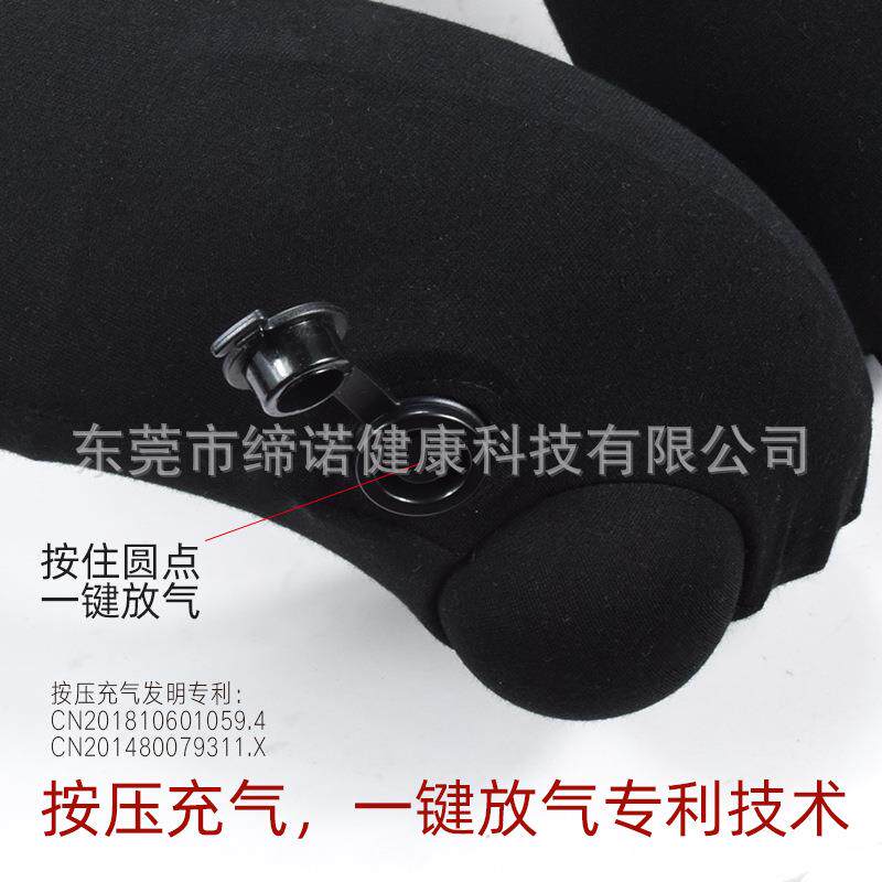 直销新款按压充气u型枕护颈枕旅行神器脖子便携飞机连帽旅游枕头u