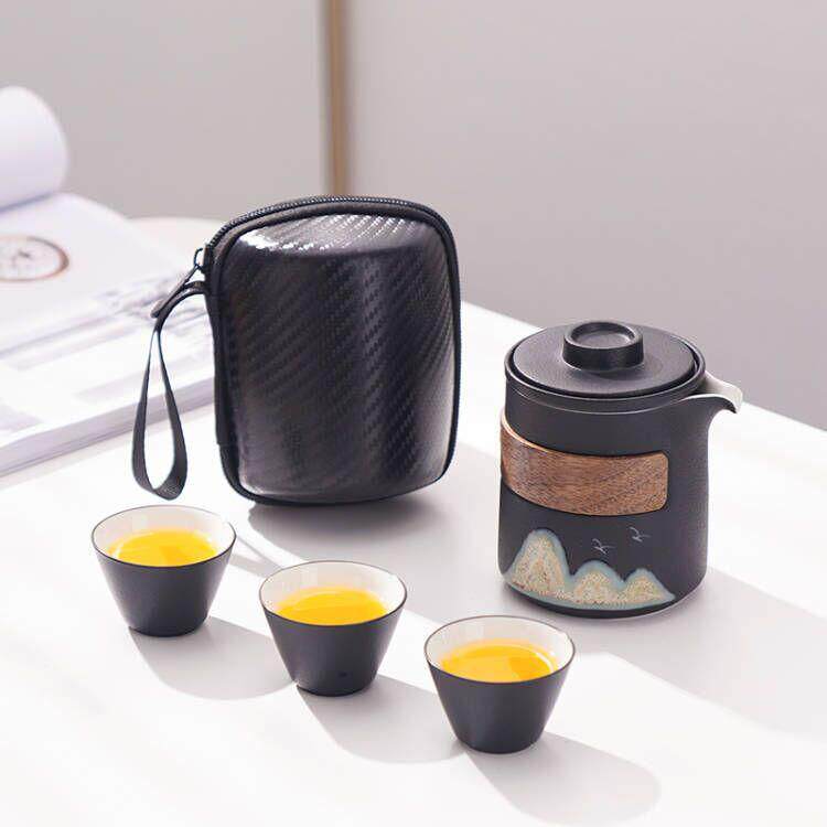 旅行茶具套装便携式包一壶四杯快客杯车载功夫户外随身游泡茶壶