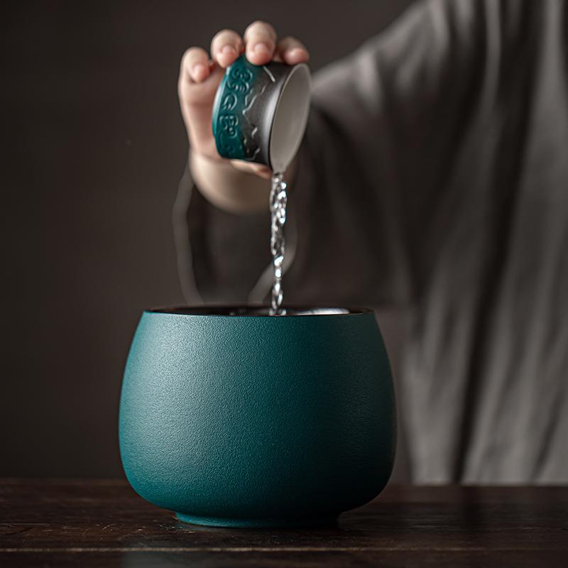 陶瓷日式茶洗家用大容量中式杯洗缸废水茶渣缸洗茶盂笔洗茶道配件