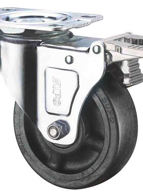 耐高温260度尼龙PA万向脚轮平底向荣4寸带双刹车Z03S-01A-100-652