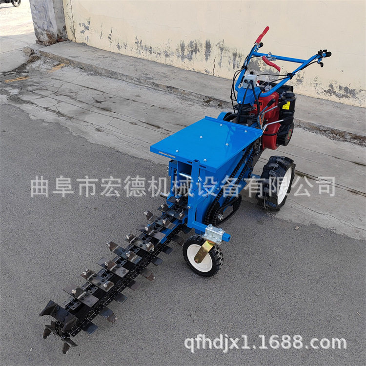 柴油管道挖沟机 合金刀头转向灵活 自走式柴油开沟机