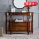 美式 客厅实木餐边柜窄柜半圆玄关桌过道柜靠墙玄关柜储物柜整装