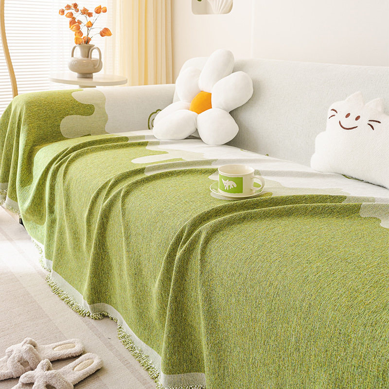 雪尼尔沙发盖布可爱ins风一片式防尘罩沙发巾通用全包防猫抓盖毯