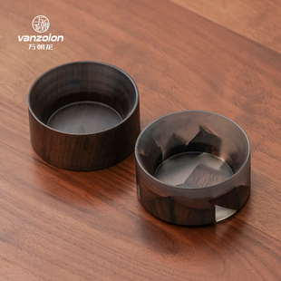 万朝龙黑檀木茶漏茶滤底座单个功夫茶具配件过滤底座滤茶器底托