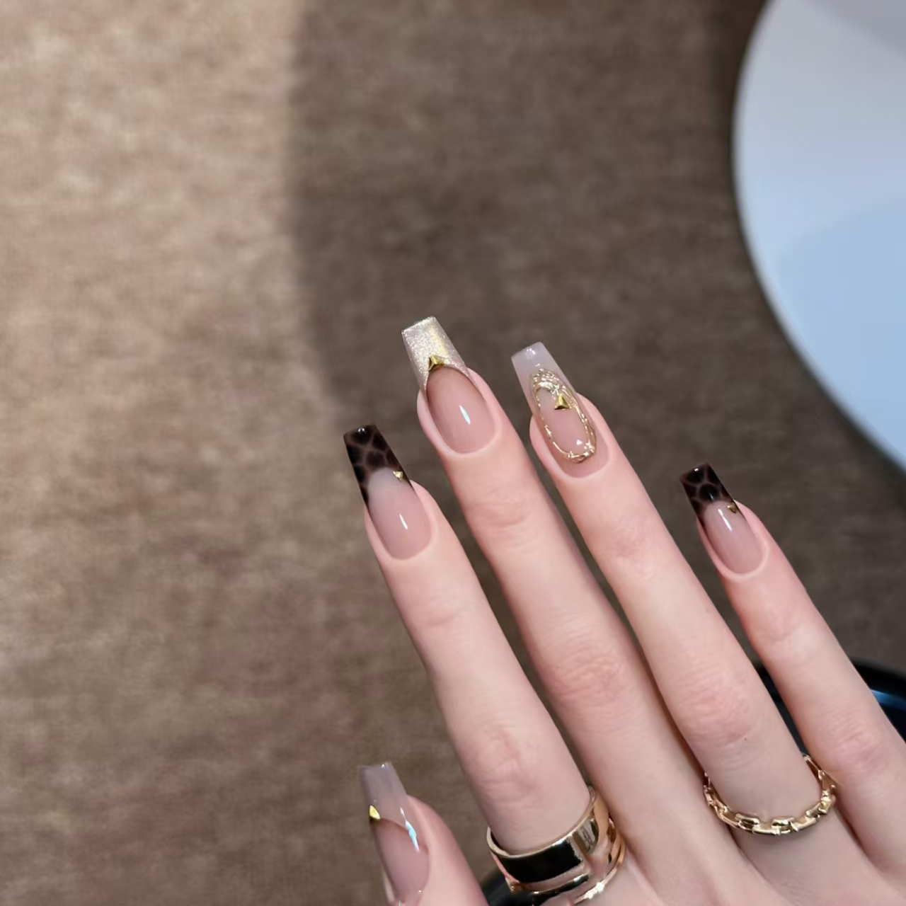 金咖叠境鎏金气质奢华手工穿戴甲