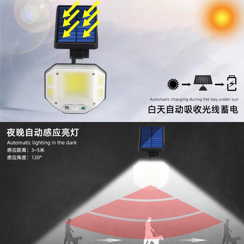 直销新款跨境太阳能人体感应户外防水庭院花园草坪投光灯装饰景观