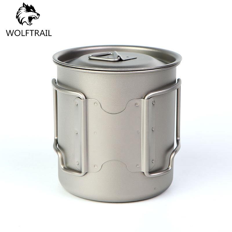 直销新款供应户外纯钛420ML折叠单层钛杯配盖烧水杯咖啡杯子