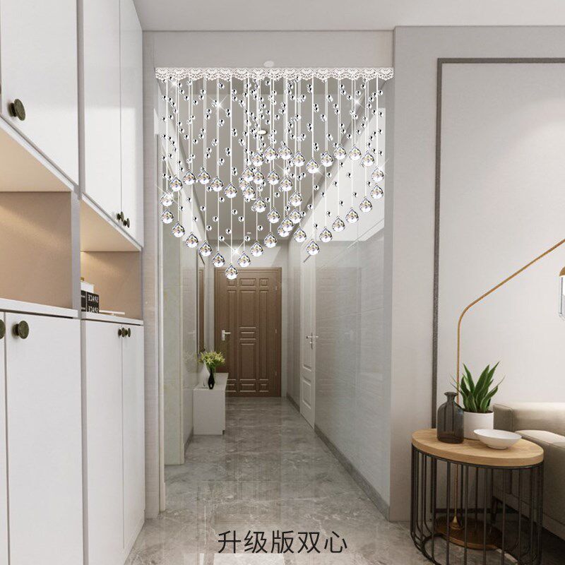 水晶珠帘隔断帘新款浪漫心形挂帘客厅餐厅过道卧室装饰帘子免打孔