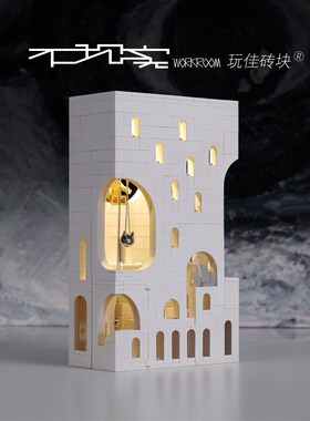 白色积木城堡秘境9号纪念v碑谷小颗粒拼装建筑儿童大人玩具礼物