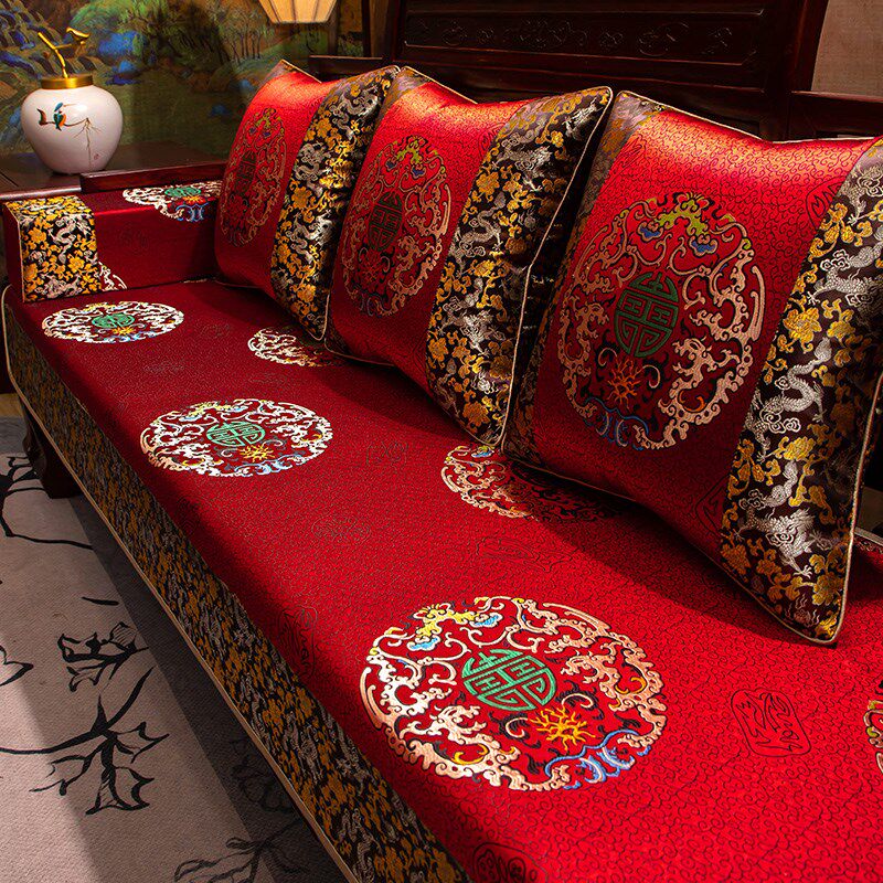 中式红木沙发坐垫套罩扶手巾靠背巾高档实木沙发垫罗汉床盖布定制
