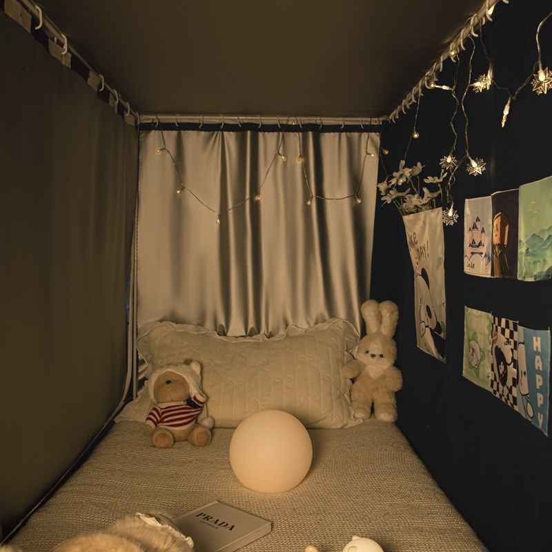 全封闭遮光床帘蚊帐学生宿舍一体式大学住校上下铺围帘子单人