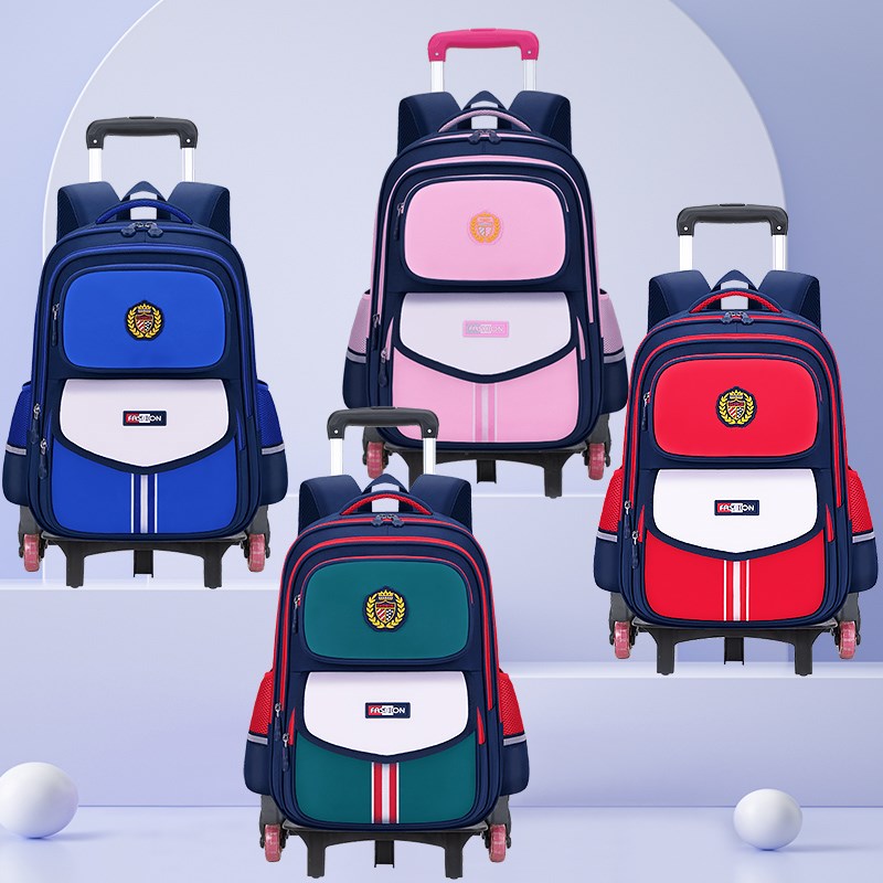 英伦拉杆车书包小学生1-3-6年级儿童男孩女生超轻便爬楼减负防水