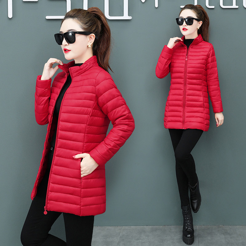 棉服2021年新款女中长款u轻薄羽绒棉衣冬季小个子黑色显瘦收腰棉