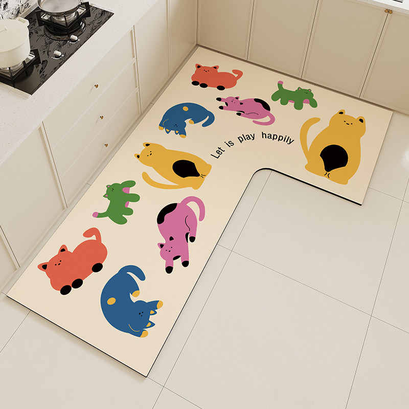 厨房专用地垫硅藻泥一体L形整块吸水吸油防滑垫可擦免洗地毯防油,居家布艺,厨房地垫,淘宝优惠券,粉丝福利购,淘宝优惠卷