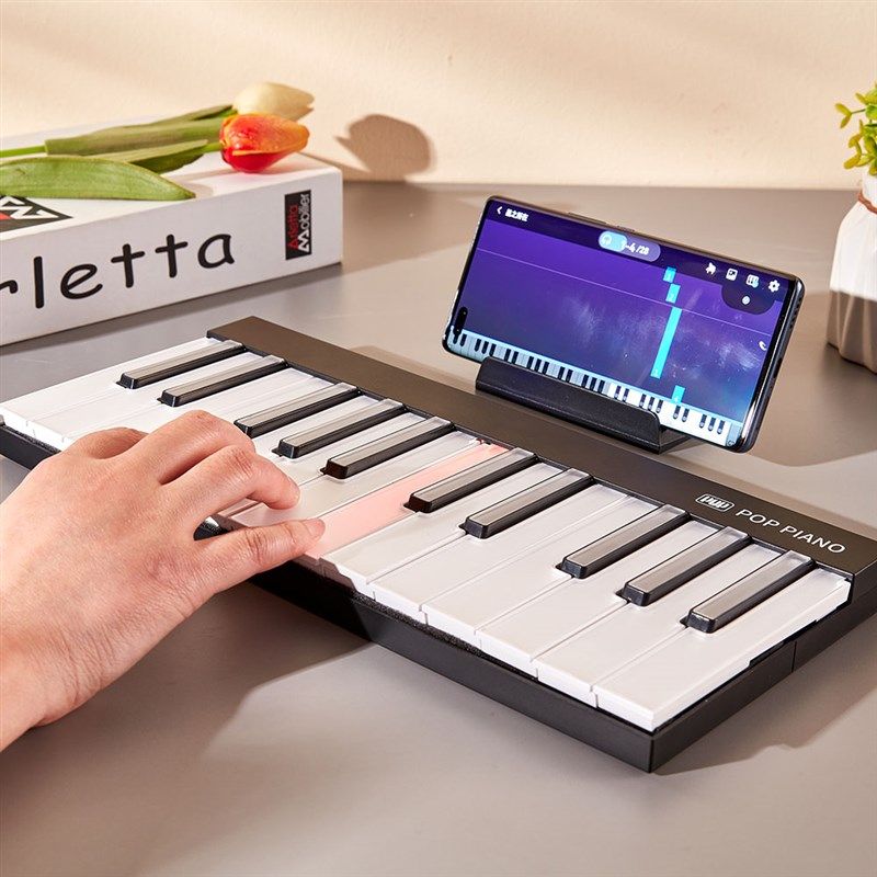 便携式智能音乐键盘磁吸折叠彩虹电子琴初学者自动挡钢琴灯光跟弹