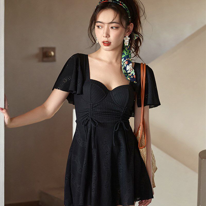 大码泳衣女胖mm200斤显瘦遮肉带钢圈大胸显钢托遮肚微胖温泉裙式