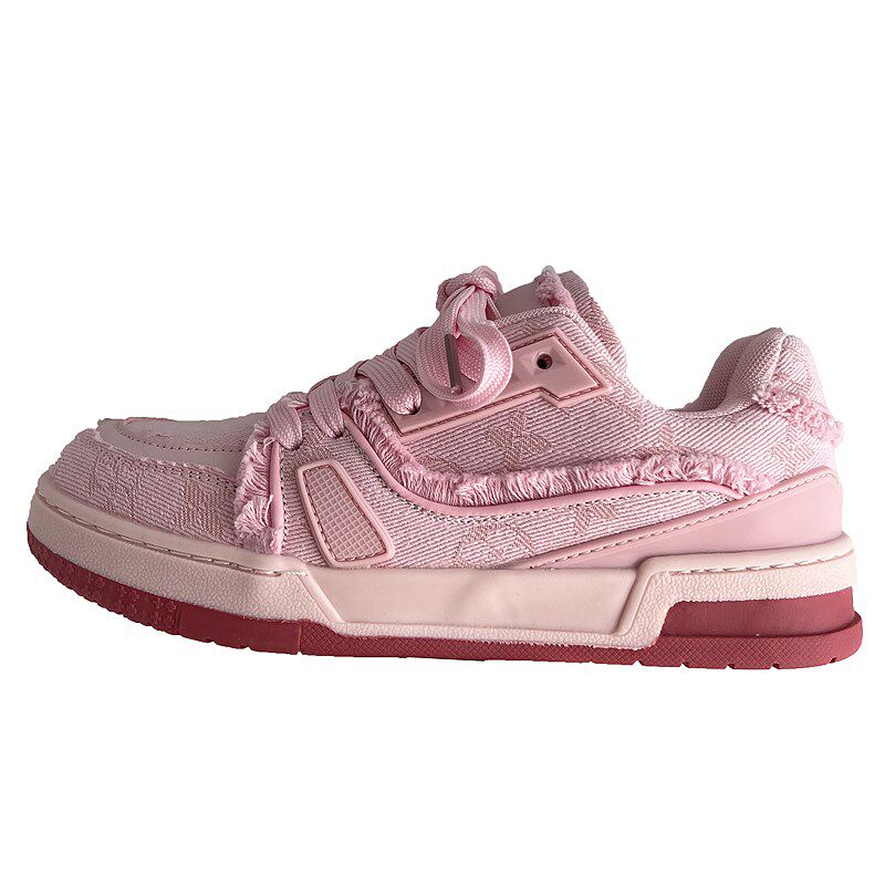 粉色板鞋男设计感小众新款休闲 鞋子秋冬高级感情侣女潮流运动鞋