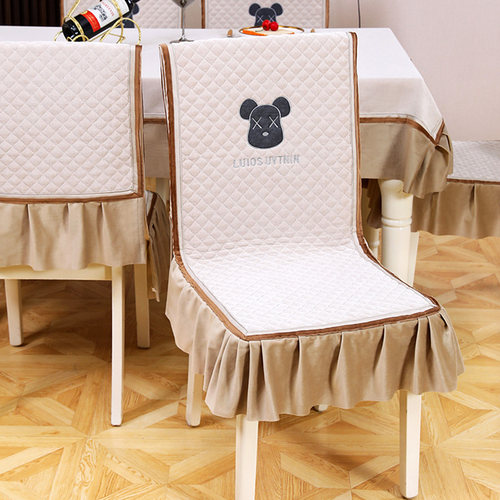 时尚新款简约现h代纯色餐桌布椅子套罩一体连体餐椅套布艺加厚刺