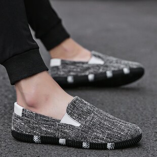 布鞋男款夏季透气一脚蹬豆豆鞋男士懒人套脚鞋L子男鞋2024新款单