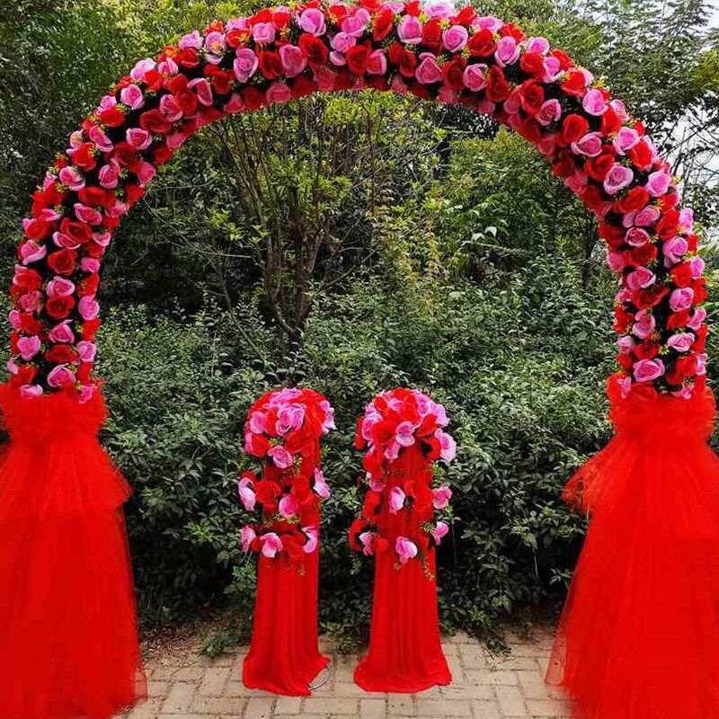 婚庆绢花花门农村结婚拱门婚礼喜庆雪纱花架开业活动典礼门口拱门