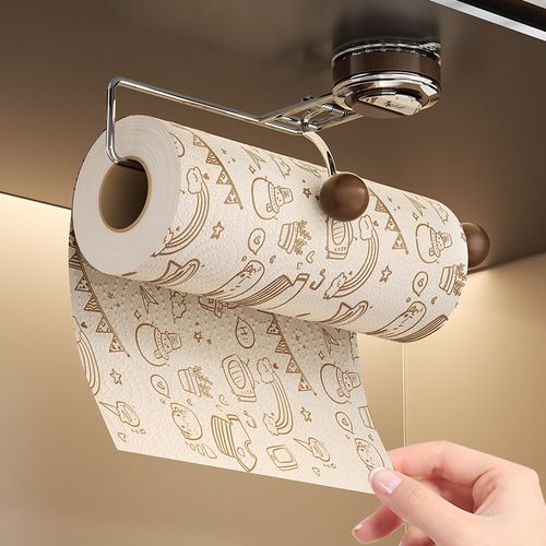 吸盘厨房纸巾架免打孔悬挂式厨房卷纸架子抹布架橱柜倒保鲜膜挂架