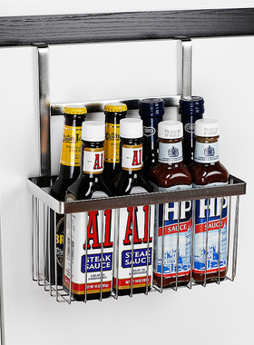304不锈钢厨房柜门挂篮t储物置物架免打孔杂物收纳筐收纳调味料架