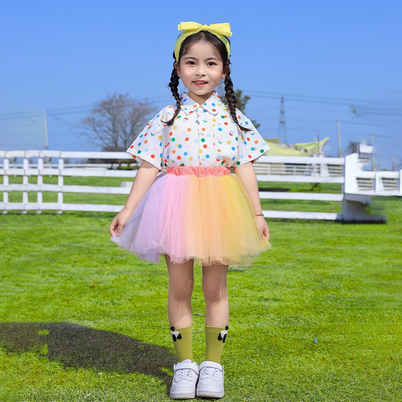 六一儿童团体舞蹈表演服幼儿园园服男女孩夏装衬衫纱裙毕业照班服