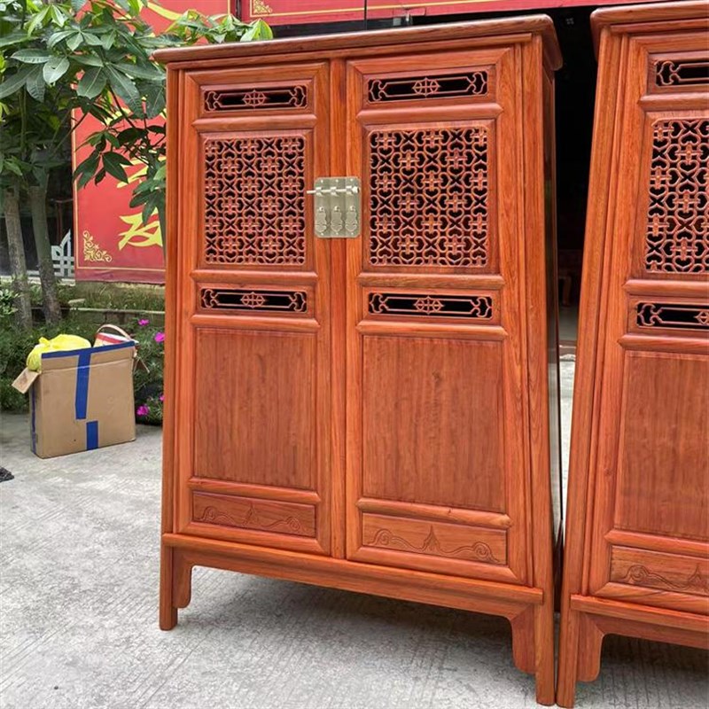 缅花圆角柜一对