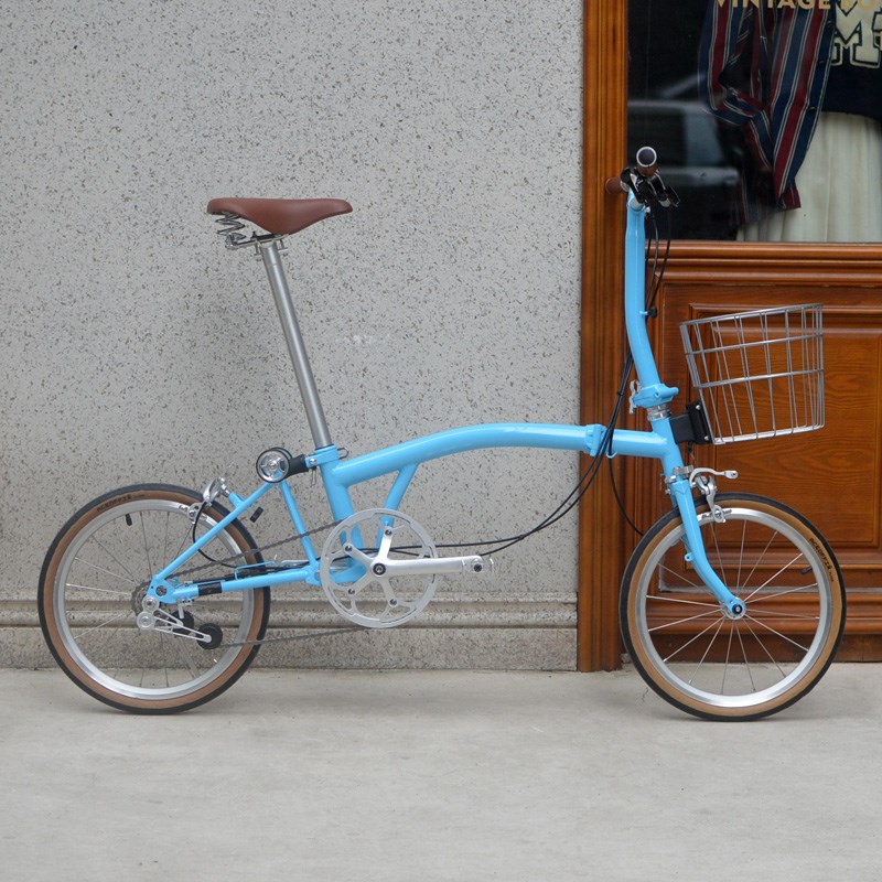 大小布折叠自行车d7d10p8快拆车篮子车筐子圆形菜篮宠物蓝购物蓝