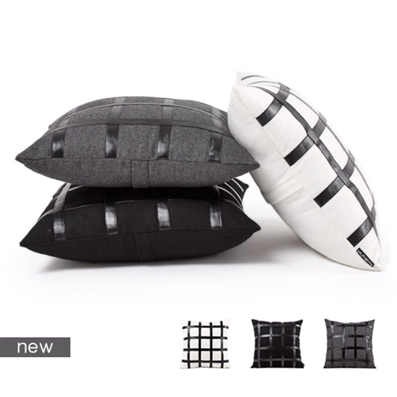 0060 Leo皮革呢毛混搭靠F套/抱枕套 45x45cm