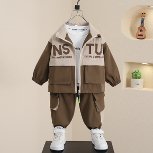 男童秋装套装2024新款儿童秋季帅气工装裤两件套宝宝春秋款时髦潮
