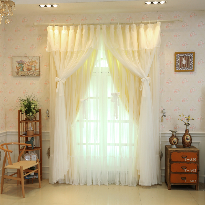 韩式梦幻婚房公主风飘窗窗帘卧室少女纱帘清新甜美全遮光网红窗帘