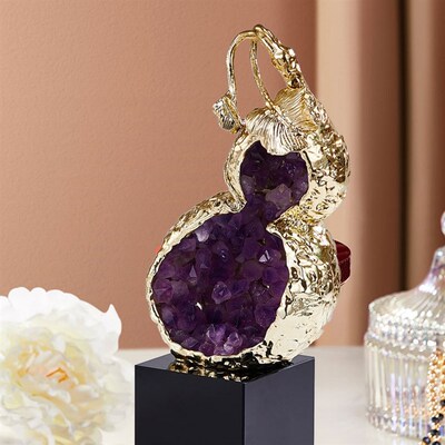 汤镇玮老师e推荐紫晶洞天葫芦摆镇紫水晶簇葫芦摆件招财玄关办公