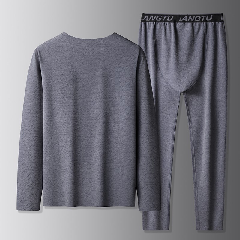 加肥大码德绒长袖T恤男圆领保暖打底衫胖子冬季弹力内衣套装
