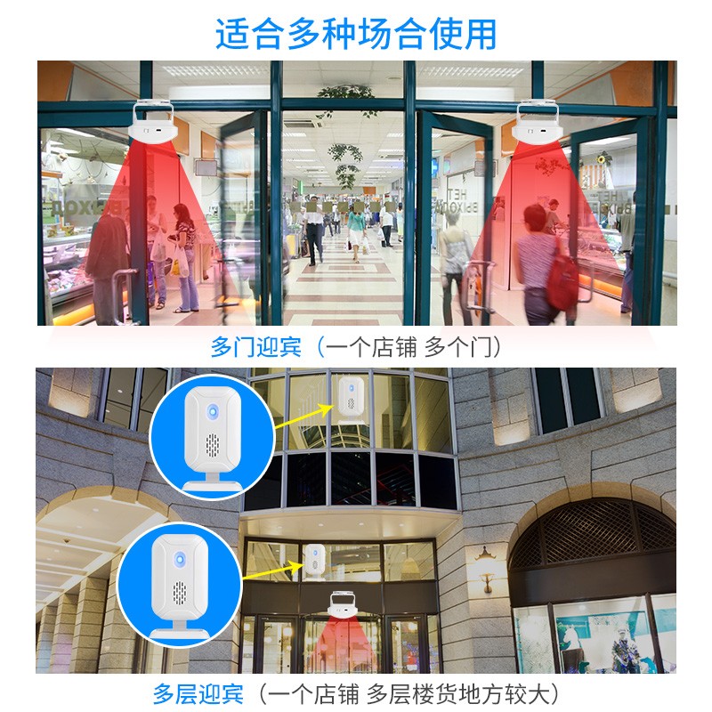 分体式欢迎光临感应器店铺进门迎宾无线红外防盗报警叮咚家用门铃