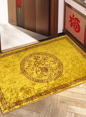 葫芦图案黄色f中式入户门福字防滑脚垫开运地毯招财纳福禄喜庆地