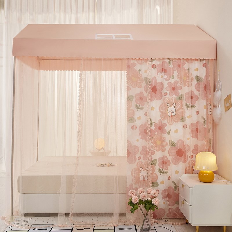 新款高级小房子落地床帘遮光床幔公主风帐篷儿童蚊帐女孩家用蚊帐