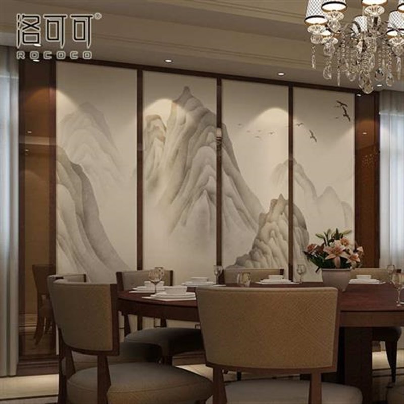 中式壁纸大气磅礴锦绣山河客厅沙发背景墙壁纸电视墙壁画 墙纸
