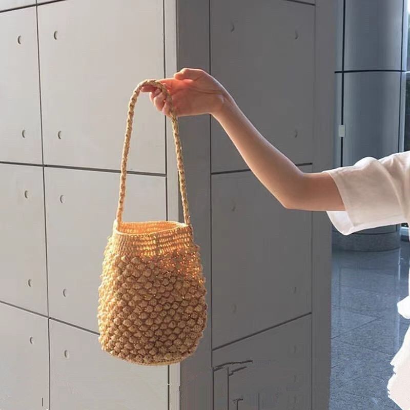 法式编织包女夏手工手织包包单肩草编藤编草包海边度假沙滩水桶包,箱包皮具/热销女包/男包,水桶包,淘宝优惠券,粉丝福利购,淘宝优惠卷