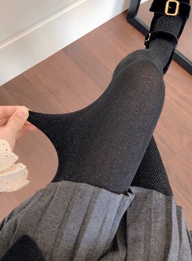 黑色连裤袜女秋冬j微闪亮丝烟灰色打底袜显瘦深灰色打底裤咖色丝