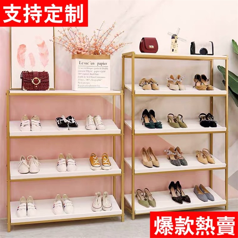 鞋店新款人造板店铺用服装店金色包包展示架落地式多层货架置物架