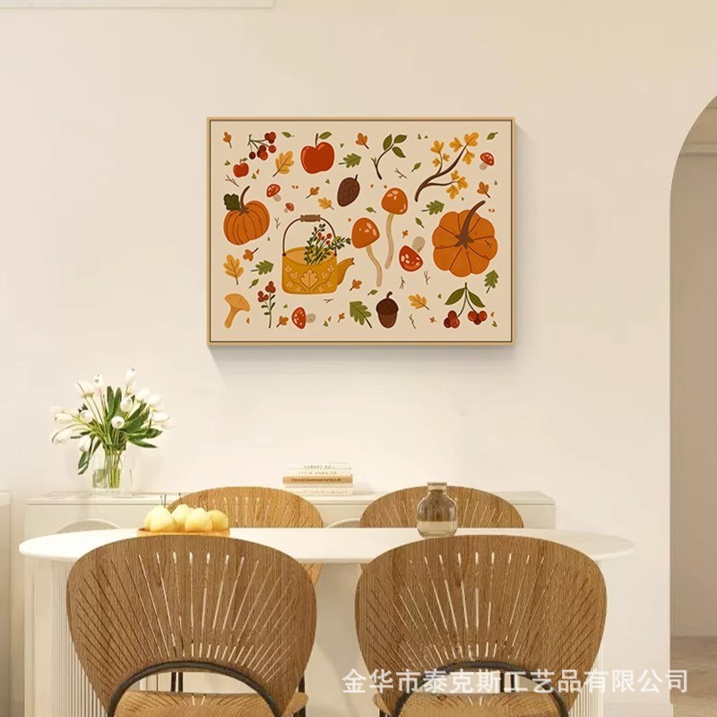 挂墙上的装饰画奶油风餐厅装饰画现代简约原木风客厅挂画小众日式