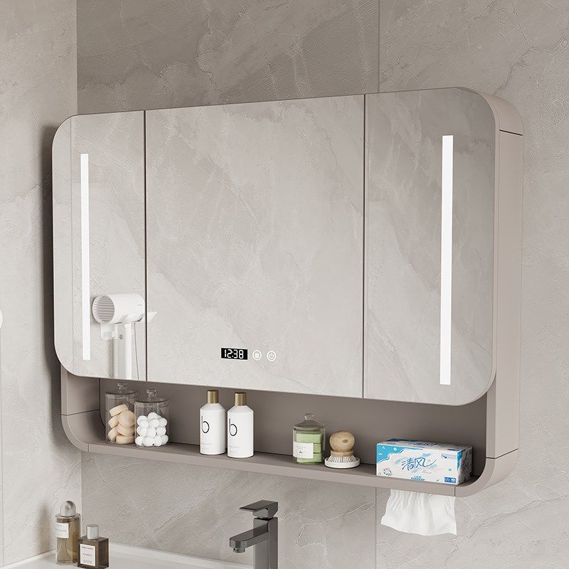 新款圆弧角加厚碳钢带灯除雾智能触摸屏镜柜卫生间防水置物美妆架,家装主材,浴室镜柜,淘宝优惠券,粉丝福利购,淘宝优惠卷