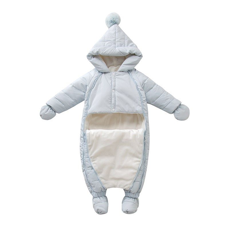 新生婴儿哈衣男女宝宝爬爬服冬季加厚外出服防寒保暖连体羽绒抱服