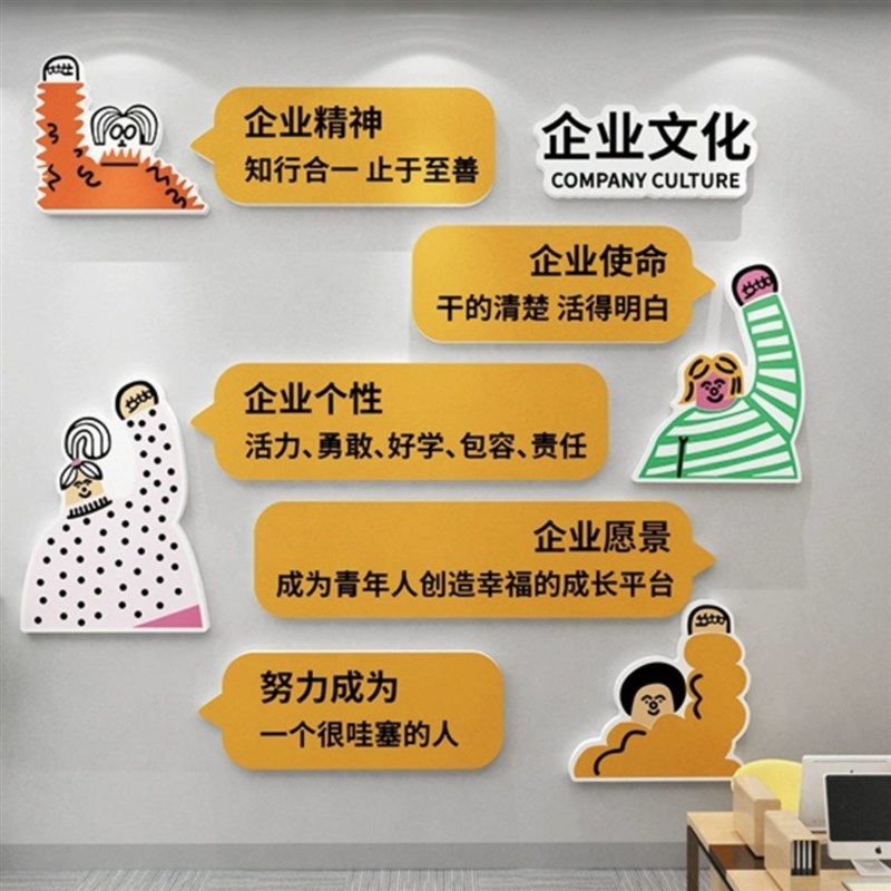 围布氛象形办公室墙面装饰置感高级励志标语企业文化司贴挂画背景